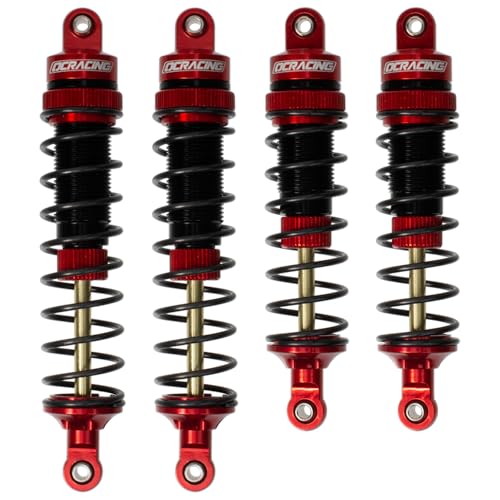 RC Car Oil Shocks Front & Rear Shock Absorber Damper Set for 1/10 TRX Slash 2WD / Hoss/Rustler 4X4 VXL/Slash 4X4 / Bandit/Ford/Stampede Replacement Parts #5862 (Red) - color: Red
