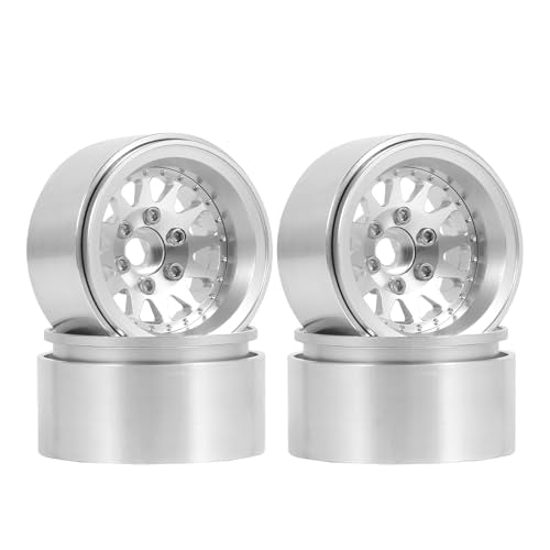 4PCS 1.9" Beadlock Wheel Rims Offset-10mm Aluminum Alloy Metal Wheel Hub for 1/10 RC Rock Crawler Car for Axial SCX10 TRX4 TRX6 D90 D110 Upgrade Accessories(12Holes-Silver) - color: 12holes-silver
