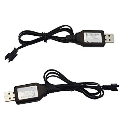 Blomiky 2 Pack 6.0V 250mA Ni-MH Battery Charger Cable with SM 2P Connector Plug Suitable for 6V 700mAh Ni-cd Battery 4WD Old Version Amphibious Stunt RC Cars Vehicle/SM-2P 6V USB 2