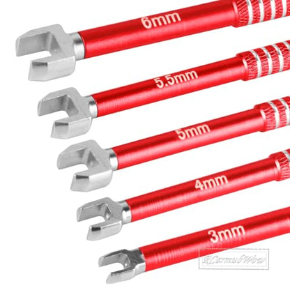 RC 3MM 4MM 5MM 5.5MM 6MM Turnbuckle Wrench Upgrades for Upgrades RC Car,Medium Carbon Steel Turnbuckle Nut Ball Joint Remover RC Repair Tool,5pcs,Red - color: Red(1set)