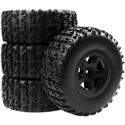 4-Pack RC Short Course Truck Wheels & Tires w/Foam Inserts OD110mm Compatible with Losi Tenacity Traxxas Slash Arrma HPI Redcat Blackout 1/10 RC Short Course,5-Spoke