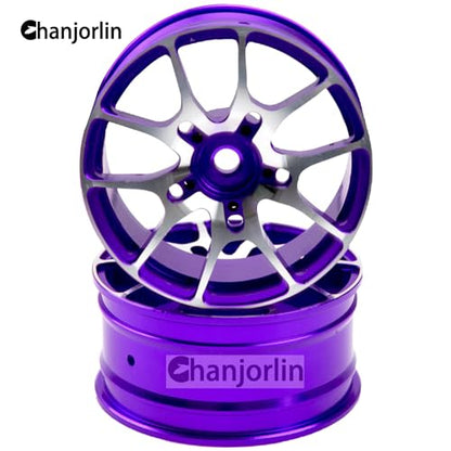 1/10 RC On Road Drift Wheels Rims Hex 12mm Metal Rally Racing Hubs for 1:10 Scale Touring Street Car Tires Tyres Tamiya TT01 TT02 HSP 2S 3S Brushless HPI KYOSHO XV02 XV01 4PCS (Purple) - color: Purple