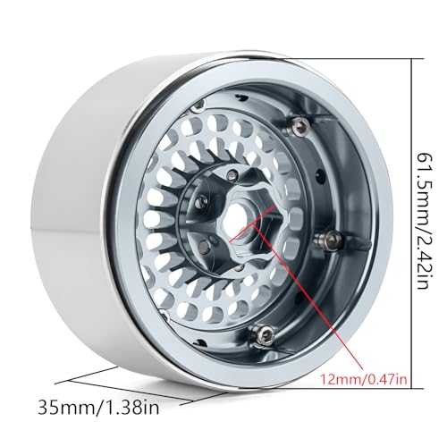 INJORA 2.2" Aluminum Turbine Wheel Offset -10mm for 1/10 RC Crawler (Grey)