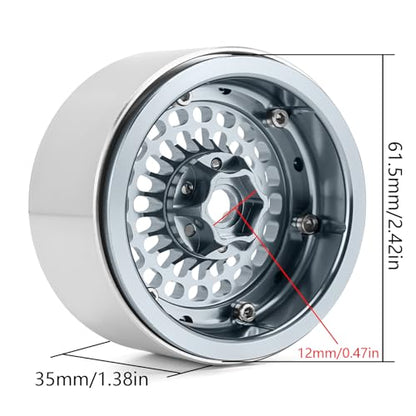 INJORA 2.2" Aluminum Turbine Wheel Offset -10mm for 1/10 RC Crawler (Grey)