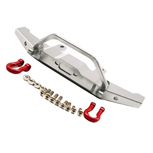 1:16 WPL C14 C24 RC Truck Aluminum Alloy Front Bumper with Red Hooks, Adjustable Height, Easy Installation - Metal, Weight and Compact - for Rock Crawler - Silver - color: Silver