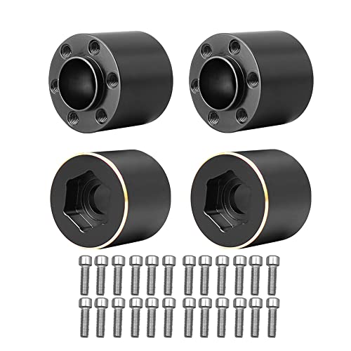 4Pcs Brass Weights 1.9 2.2 Inches Beadlock Wheels 12mm Hex Wheel Hub Widen Adapters for SCX10 TRX4 1/10 RC Crawler Upgrades (Black, 18.4mm) - color: Black, size: 18.4mm