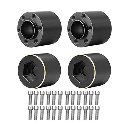 4Pcs Brass Weights 1.9 2.2 Inches Beadlock Wheels 12mm Hex Wheel Hub Widen Adapters for SCX10 TRX4 1/10 RC Crawler Upgrades (Black, 18.4mm) - color: Black, size: 18.4mm