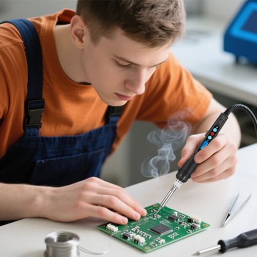 Soldering Iron Kit, 60W LED Display Soldering Gun with Ceramic Heater, 12-in-1 Adjustable Temperature Tool Kit– Includes Tips, Solder Wire, Flux Paste, Pump, and Case for DIY& Electronic Repairs