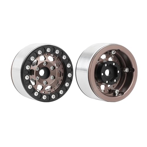 4PCS 1.55 Inch Aluminum Alloy Metal 10Holes Beadlock Wheel Rim Hubs Replacement Accessory for Tamiya AX90069 D90 TF2 CC01 CC02 1/10 RC Crawler Car Upgrade Parts(B-Black Bronze) - color: B-Black Bronze