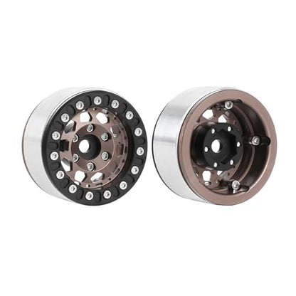 4PCS 1.55 Inch Aluminum Alloy Metal 10Holes Beadlock Wheel Rim Hubs Replacement Accessory for Tamiya AX90069 D90 TF2 CC01 CC02 1/10 RC Crawler Car Upgrade Parts(B-Black Bronze) - color: B-Black Bronze