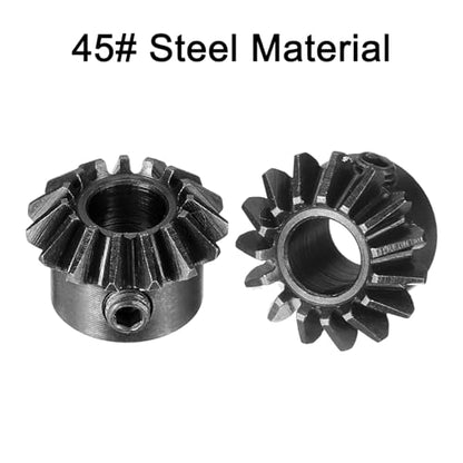 uxcell 2pcs Bevel Gear 0.8 Module 1:1 Reduction Rate 15T 5mm Hole Dia Bevel Pinion Gear 45# Steel, 45 Degree Steering Gear for Hardware Mechanical Rotation, Black - size: 5mm Bore