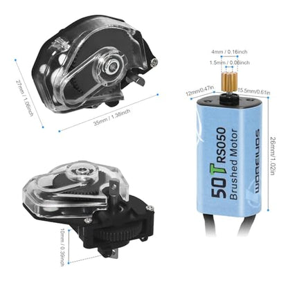 050 50T Brushed Motor with Transparent Acrylic Aluminum Alloy Transmission Gearbox for 1/24 RC Crawler SCX24 AX24 Upgrade(Black) - color: Black