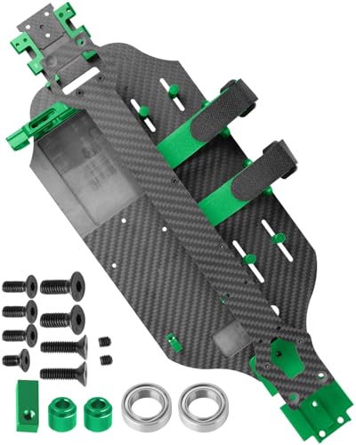 RC Carbon Fibre Chassis Armor Skid Plate Protecter Guard Upgrades Part for 1/10 Slash 4X4 4WD VXL,Front Center Rear Chassis Guard Plate,Green - color: Green(1set)