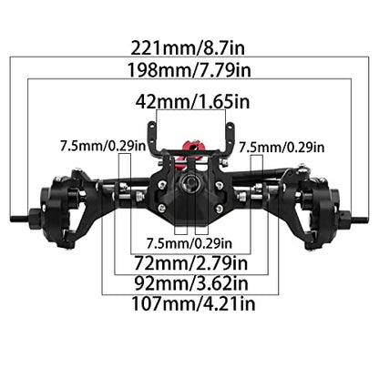 HyBDX CNC Aluminum Alloy Anodized Front and Rear Portal Axle Upgrade for 1/10 RC Rock Crawlers, Compatible with SCX10 II… (Black)