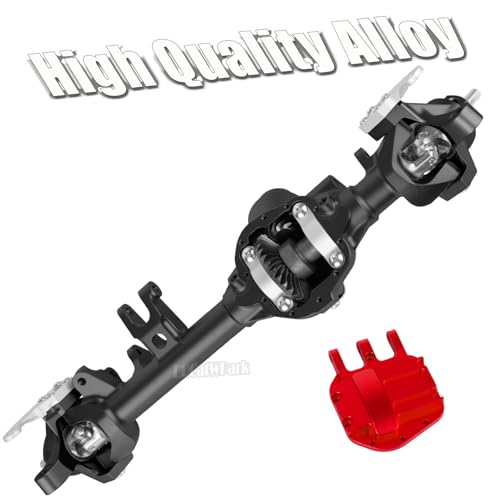 Aluminum Axles Upgrades Part for 1/10 SCX10 SCX10 II 90046 90047 RC Crawler Car,RC Alloy Front Rear Axle Hops Up,Black (Red Cover) - color: Black (Red Cover) - (Axles)