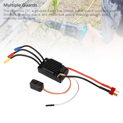 FTVOGUE 35A Brushless ESC Electronic Speed Controller for RC Cars with 4 Level Brake 8 Level Drag Brake for 1/10 Scale Short Course Trucks Buggies