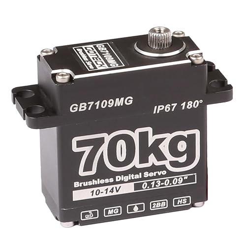 GOTECK 70KG Brushless Digital Servo,High Voltage 14V Metal Gear Waterproof Steering Servo with 25T Servo Horn for 1/8 1/10 RC Crawler Car,Robot,Boat,Truck Robot Parts (GB7109MG-180°)