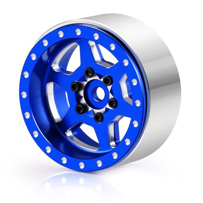 1.3inch Aluminium Beadlock Wheel Hub Rims for Axial SCX24 TRX4M 1/18 1/24 RC Crawler Car Upgrade Parts (Blue) - color: Blue