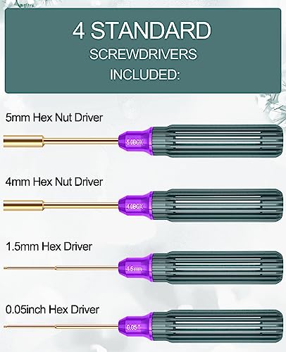 OGRC Hex Screw Driver Set 0.05inch 1.5mm Hex Driver 4mm 5mm RC Hex Nut Driver Hexagon Allen Screwdriver Wrench RC Tool Kit for SCX24/TRX4M 1/18 1/24 RC Model RC Helicopter Drone Boat Car - 4PCS
