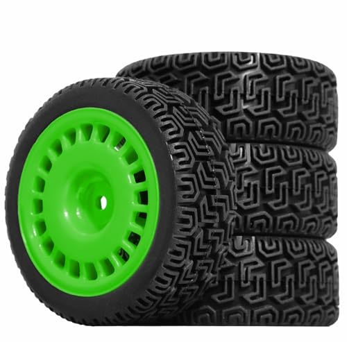 1/10 RC On-Road tires 68mm 4 PCS Rally Tires General Purpose Grip Soft Material Tread For 1:10 Tamiya xv02 Maze Tires Lc Off-Road 94123 Kyosho FW06%t048 (Green, 3) - color: Green