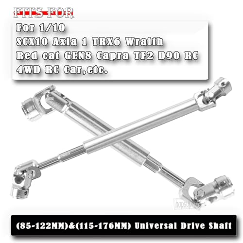 Drive Shaft 85-122MM &115-176MM Upgrades Part for 1/10 Axia 1 SCX10 SCX10 II 90046 SCX10 III AXI03007 TRX4 D90 RC Crawler,Universal Driveshaft,Steel Full Metal Axles,2PCS,Silver - style: silver/85-122mm&115-176mm