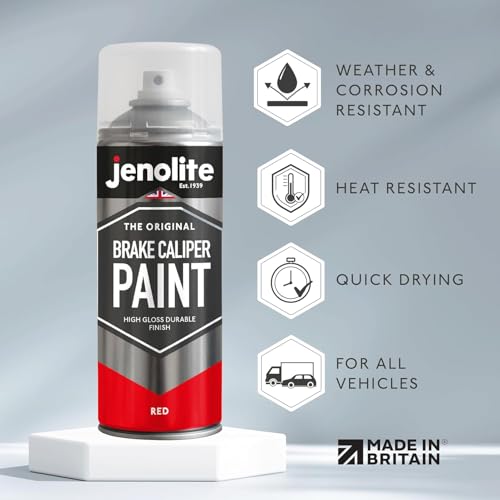 JENOLITE Brake Caliper Paint Aerosol, Red 1x13.5oz | Brake Caliper Paint, Durable High Gloss Finish High Heat Spray Paint, Restore - color: Red