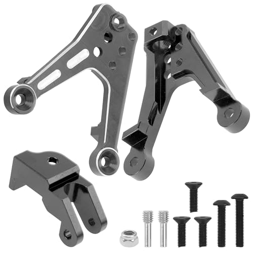 ShareGoo 4PCS Aluminum Front Rear Shock Tower Shock Hoops Bracket Mount Compatible with Axial SCX10 II 90046 90047 1/10 Scale Crawler Upgrade Part (Black) - color: Black