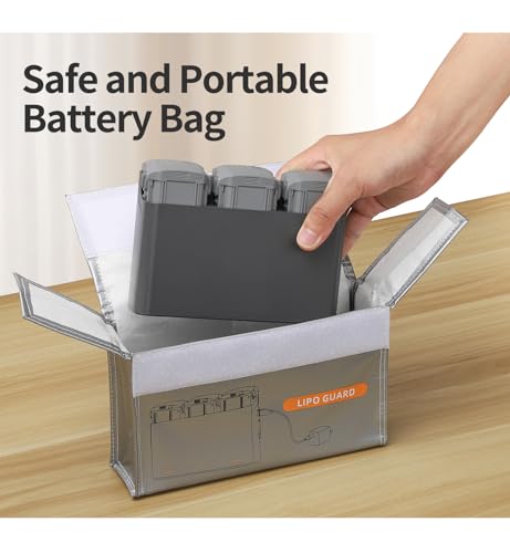 Anbee Fireproof Bag Safety Pouch for RC Drone Lipo Battery Charging Hub | Compatible with DJI Mavic/NEO 2/Mini 3 4/ Avata 2/ FPV/Holy Stone RC Drones