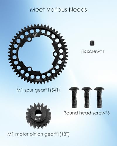46T Hardened Steel Spur Gear Fit for 1/5 X-Maxx 1/7 XO-1 1/10 Maxx 1 | 1 Mod with 18T Motor Pinion Gear Replace 6447