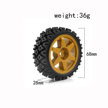 Levigo RC Buggy Rubber Mud Rally Tires Wheel Compatible With Tamiya 1/10 TT01/TT02/XV-01 /HPI RS4 RC Upgrade Spoke Black Tyres