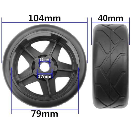4Pack Vgoohobby 17mm RC Wheels and Tires 104mm 1/8 Off Road Buggy Rubber Street Tires Compatible with Arrma Typhon Talion 6S Redcat Tamiya HPI Losi Kyosho Hobao 1/8 RC Off Road Buggy (5 Spoke) - color: 5 Spoke
