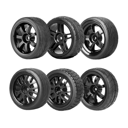 RC Wheel Tires Pre-Glued Tires and Wheels Set On Road RC for 1/10 Scale Racing Car Drift Touring | Clear - color: Clear