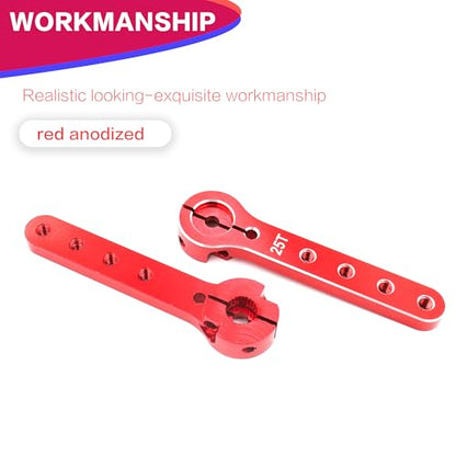 25T Metal Servo Arm 56mm for 30-100CC Balsa Airplanes 1/10 RC(2PCS Red) | Extension Servo Horn for 1/10 Car Boat Futaba HSP Wltoys Axial SCX10 Parts,CNC Machining - color: 2pcs Red