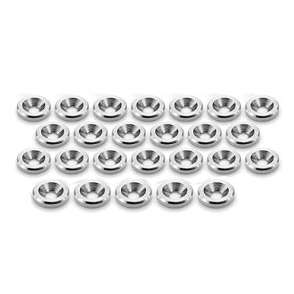 STETION 25 Pcs Fender Bumper Washer Bolt 6061 T6 Grade M6x20mm CNC Finishing Washer Engine Bay Dress Up Fastener Kit (Silver) - color: Silver