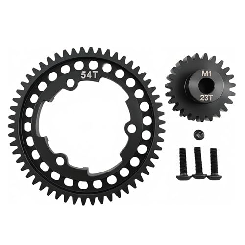 Hardened Steel 1.0 Mod Spur Gear with 23T Pinion for X-Maxx Maxx E-Revo (54T) | 1/5 Scale,1/7 XO-1,1/10 Maxx,E-Revo 2.0 VXL,Heavy Duty,Upgrade Parts,6449 Compatible,High Strength - style: 54T