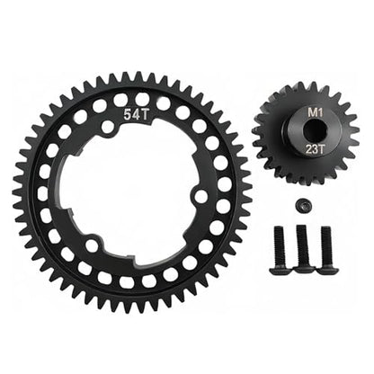 Hardened Steel 1.0 Mod Spur Gear with 23T Pinion for X-Maxx Maxx E-Revo (54T) | 1/5 Scale,1/7 XO-1,1/10 Maxx,E-Revo 2.0 VXL,Heavy Duty,Upgrade Parts,6449 Compatible,High Strength - style: 54T