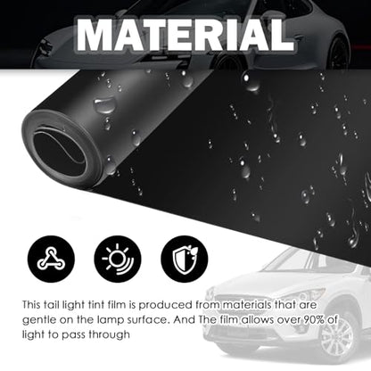 12×47" Car Headlight Tint Film,Cuttable Taillight Tint Film Kit with Squeegee & Cutter,Waterproof Tail Light Tints Films Car Exterior Accessories for Headlights Fog Lights Tail Lights (Black) - color: Black