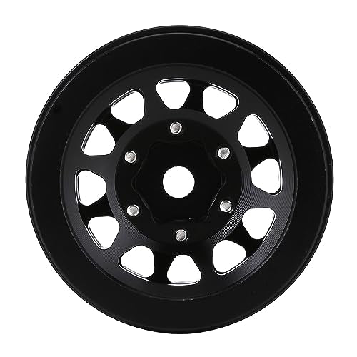 INJORA 1.0 Wheel Rims RC Metal Beadlock Wheels Rims for AX24 1/18 TRX4M All 1/24 Scale Axial SCX24 Deadbolt RC Crawler Car Upgrades Accessories(Black) - color: Black