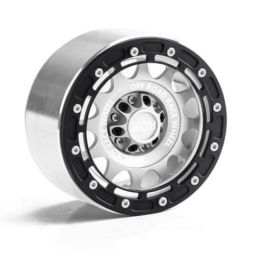 2.6” Beadlock Wheel Rims 4pcs for Scale RC Off Road Race, Use for OD 135mm Tires, Stamped Steel Wheel with 17mm/12mm Hexes Compatible with MJX H8H MK07 KM4 4082/83 1/7 1/8 1/10 Off Road Crawler Car - color: 2.6in A-rim-black-white