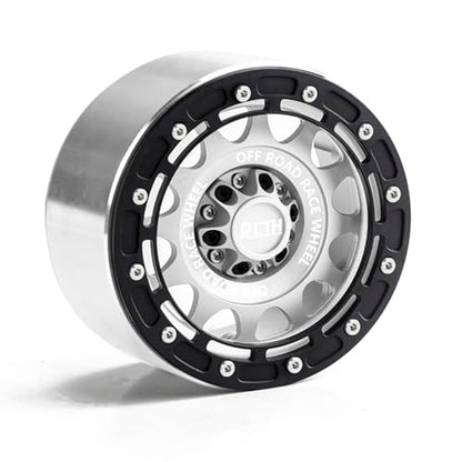 2.6” Beadlock Wheel Rims 4pcs for Scale RC Off Road Race, Use for OD 135mm Tires, Stamped Steel Wheel with 17mm/12mm Hexes Compatible with MJX H8H MK07 KM4 4082/83 1/7 1/8 1/10 Off Road Crawler Car - color: 2.6in A-rim-black-white