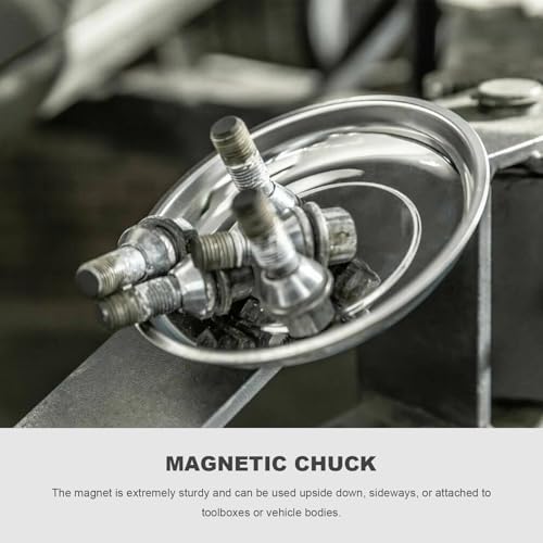 2 PCS Magnetic Tray Holders, Stainless Steel 3 Inch Round Trays Metal Parts Holder with Strong Magnet, Heavy Duty Thickened Trays for Screws Bolts Nuts Washers Pins - color: Round
