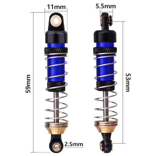 59mm Shocks Aluminum Shock Absorber for TRX4M TRX4MT 1/18 RC Crawler Threaded Oil Damper (Blue) - color: Blue