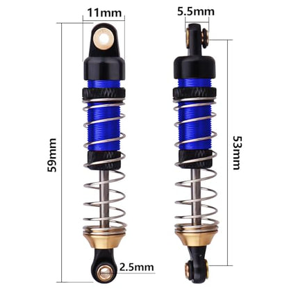 59mm Shocks Aluminum Shock Absorber for TRX4M TRX4MT 1/18 RC Crawler Threaded Oil Damper (Blue) - color: Blue