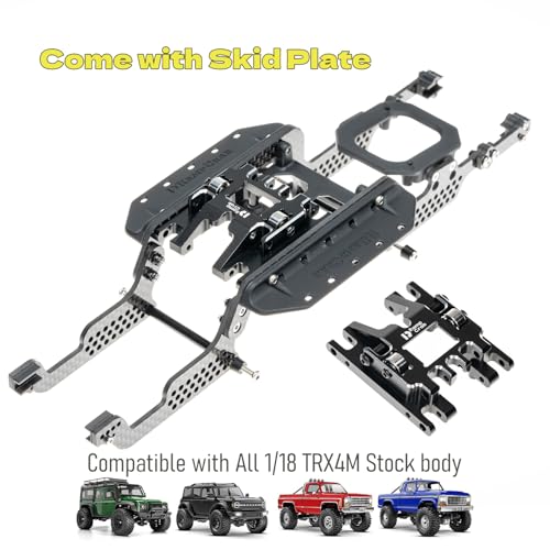 RampCrab LCG Carbon Fiber Universal Chassis Frame Kit for 1/18 RC Crawler TRX4M Upgrade, Come with Skid Plate - size: B