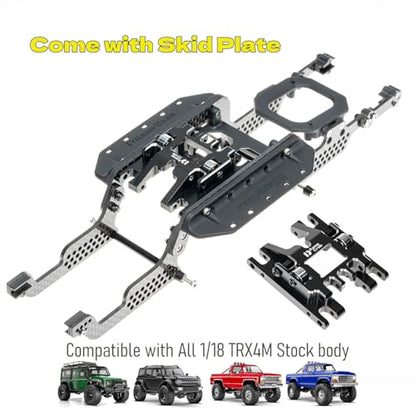 RampCrab LCG Carbon Fiber Universal Chassis Frame Kit for 1/18 RC Crawler TRX4M Upgrade, Come with Skid Plate - size: B