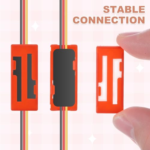 MECCANIXITY 40 Pcs Servo Extension Cable Clips, Servo Cable Safety Connector Lead Wire Buckle Lock for RC Car Plane Boat DIY Y Adapter Cable, White/Red - color: White/Red