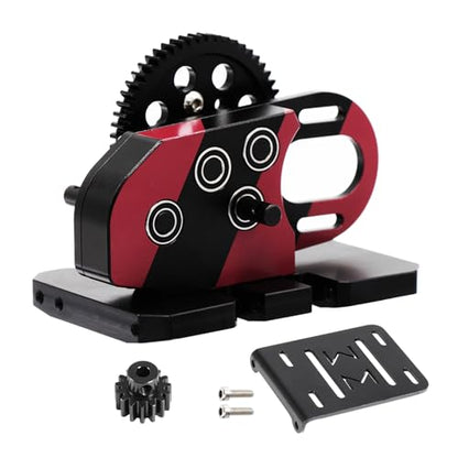 AMK Overdrive 30% Metal Differential Gearbox with POM Skid Plate for 1/10 Scale LCG Transmission, Compatible with RC Crawler Axial SCX10, Capra, Element, Gspeed, and DIY Chassis (Red) - color: Red