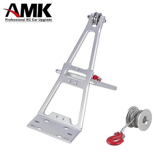 AMK Tow Truck Accessory Kit for 1/10 RC Crawler Chassis, Includes Crane Arm and Winch, Compatible with SCX10 TRX4 Capra LCG Chassis Upgrades - color: Silver