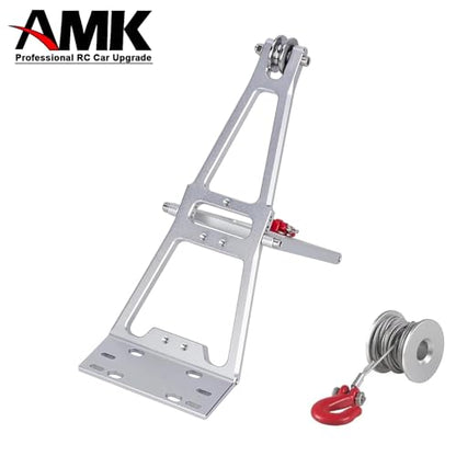 AMK Tow Truck Accessory Kit for 1/10 RC Crawler Chassis, Includes Crane Arm and Winch, Compatible with SCX10 TRX4 Capra LCG Chassis Upgrades - color: Silver
