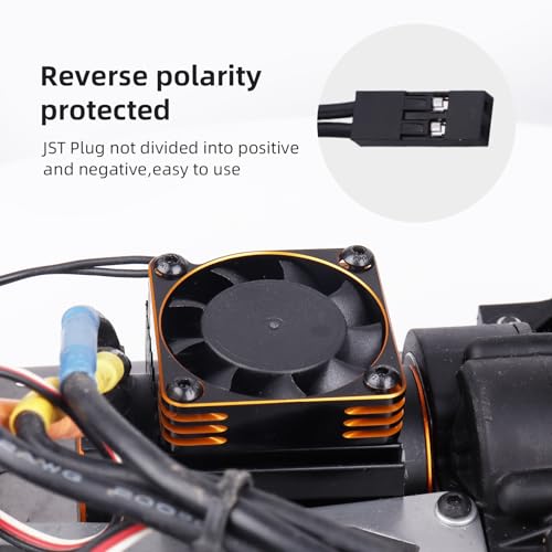 Motor Cooling Fan RC Model Heatsink 16000RPM ESC Cooling Fan for RC Car Truck Buggy Crawler 1/8 1/10 Scale 540 550 Brushless Motor (Black-Gold) - color: Black-Gold